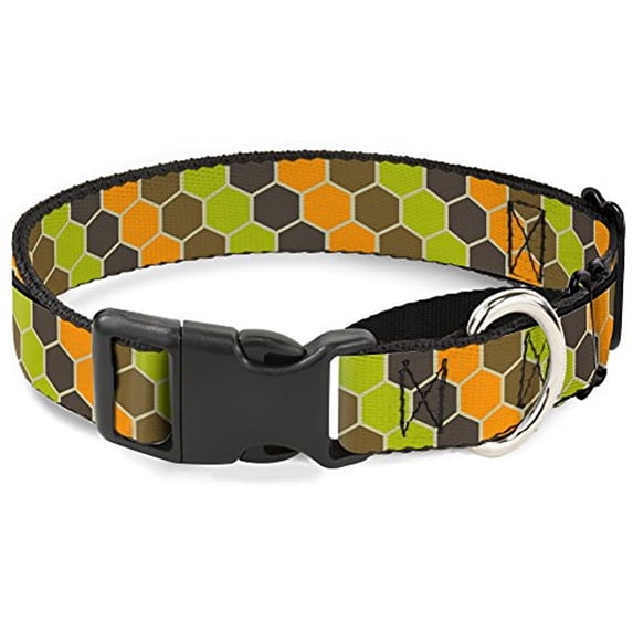 Buckle-Down MGC-W30859-L Honeycomb Greens Orange Martingale Dog Collar