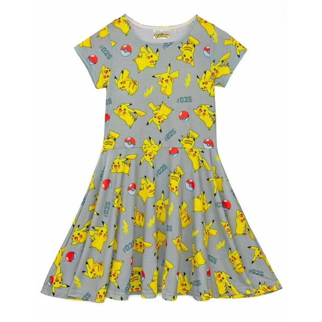 Pokemon Robe Patineuse à Manches Courtes Pikachu pour Filles