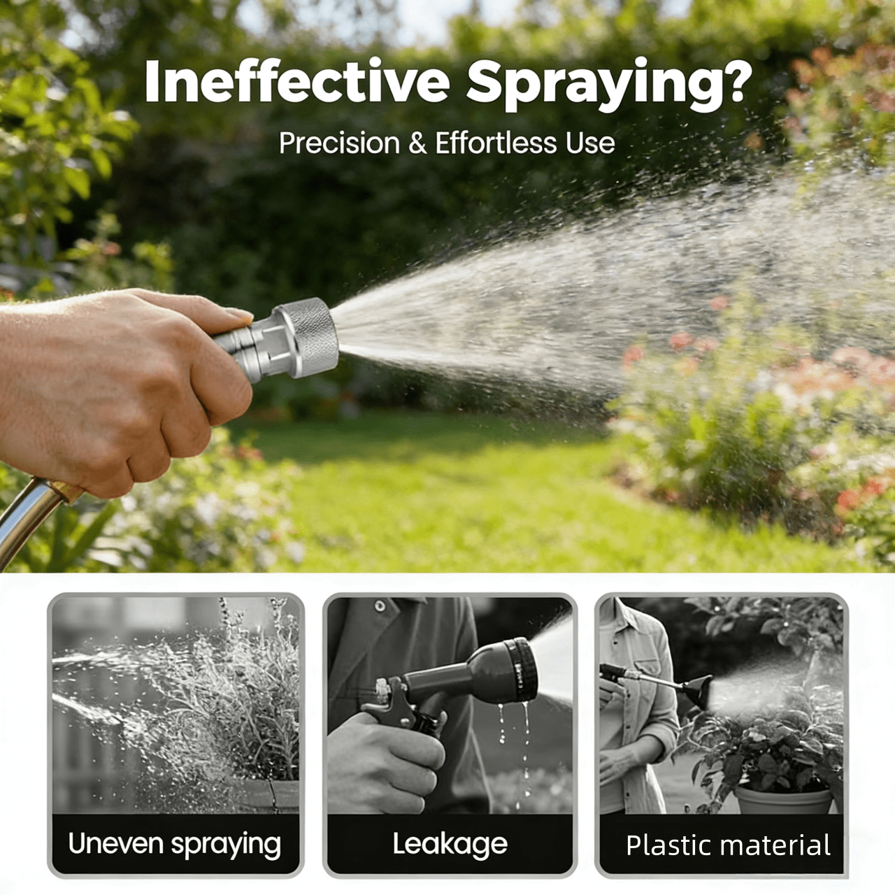 Garden Hose to Mini Power Washer Adapter-3/4" GHT to 1/4", Convert Water Hose to Power Washer Connector, Pressure Washer Spray Nozzle Tip Set with 5 Multiple Degrees Nozzle