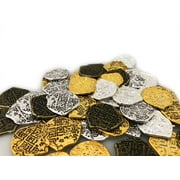 SEVEN SEAS PIRATES Pirate Coins - Lot of 100 Toy Gold Silver Doubloon