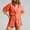 Orange, variant on ZhiFeng Summer Two Piece Set Lapel Short Sleeved Button Shirt Mid Waisted Shorts Outfits Solid Color Fashion Loose Fit Set Ladies Vacation Leisure Suit