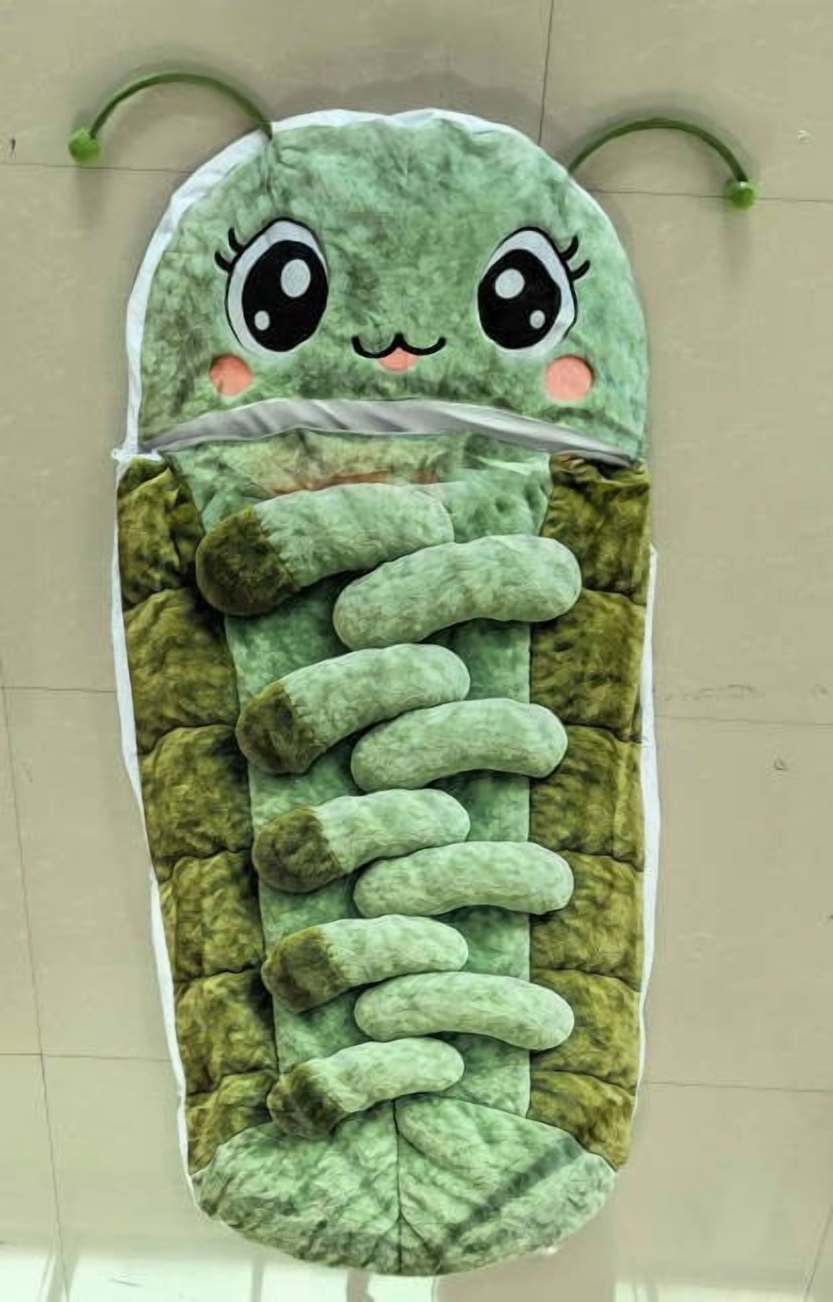 Plush Caterpillar Sleeping Bag, 74.8" Large Hugging Cocoon Sleep Sack with Pull Cord, Soft Indoor Nap Pod Lounger for Bedroom, Dorm, and Travel