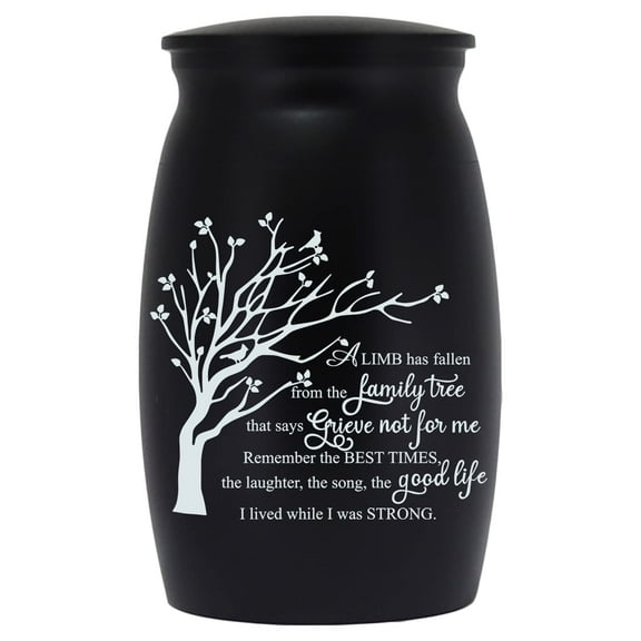 3 Inchs Small Urn for Ashes, Aluminium Mini Urn, Cremation Ash Urn, Ashes Holder, Small urn for Family & Loved Ones-A LIMB has fallen from the family