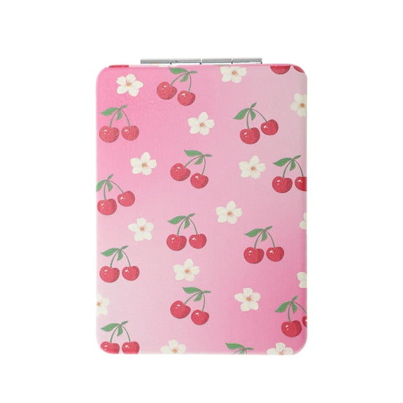Unique Bargains 1 Pc Women Medium Rectangular Shape Handheld Mirror for Travel Pink Red