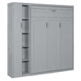 thumbnail image 6 of Full Size Murphy Wall Bed with Shelves, Wardrobe & LED Lights - Gray, 6 of 9