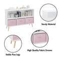 thumbnail image 4 of 2-Tier Bookcase Book Shelf with Collapsible Fabric Drawers, Toy Storage Cabinet Organizer with 4 Pine Legs,   Children's Book Display for Playroom, Living  room, White+Pink, 4 of 9