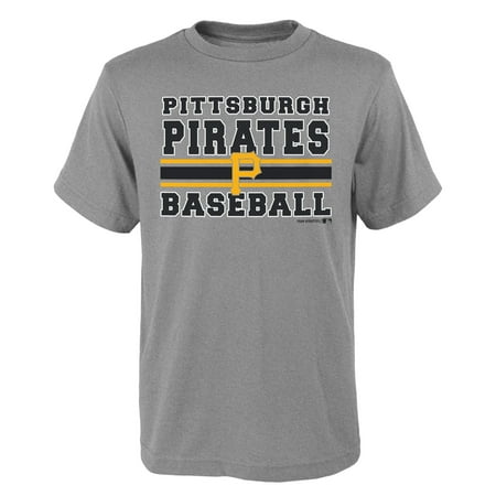 MLB Pittsburgh PIRATES TEE Short Sleeve Boys OPP 90% Cotton 10% Polyester Gray Team Tee 4-18