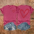 thumbnail image 2 of fatyb Heart T-Shirts for Women Short Sleeve Crew Neck Graphic Tee Summer Womens Casual Printed Tshirts, 2 of 3