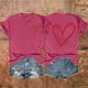 thumbnail image 2 of Tops Cortos para las Mujeres, Casual Impreso Delantero Corto Espalda Larga Manga Corta Raglan Cuello Redondo Blusa Hecha de Poliéster, Tops Largos para las Mujeres, 2 of 3