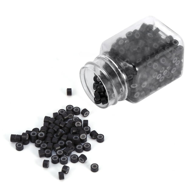 Extensiones de cabello en el anillo - 500PCS / Bottle Silicon Lining Micro Loop Ring Links For Feather Extensión de cabello humano (Marrón oscuro)