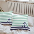 thumbnail image 4 of Blue Anchor Outdoor Pillow Covers Set of 2 Costal Mint Green White Stripes Background Waterproof Throw Pillow Case Decorative Square Cushion Cover for Patio Couch Garden Balcony, 16"x16", 4 of 9