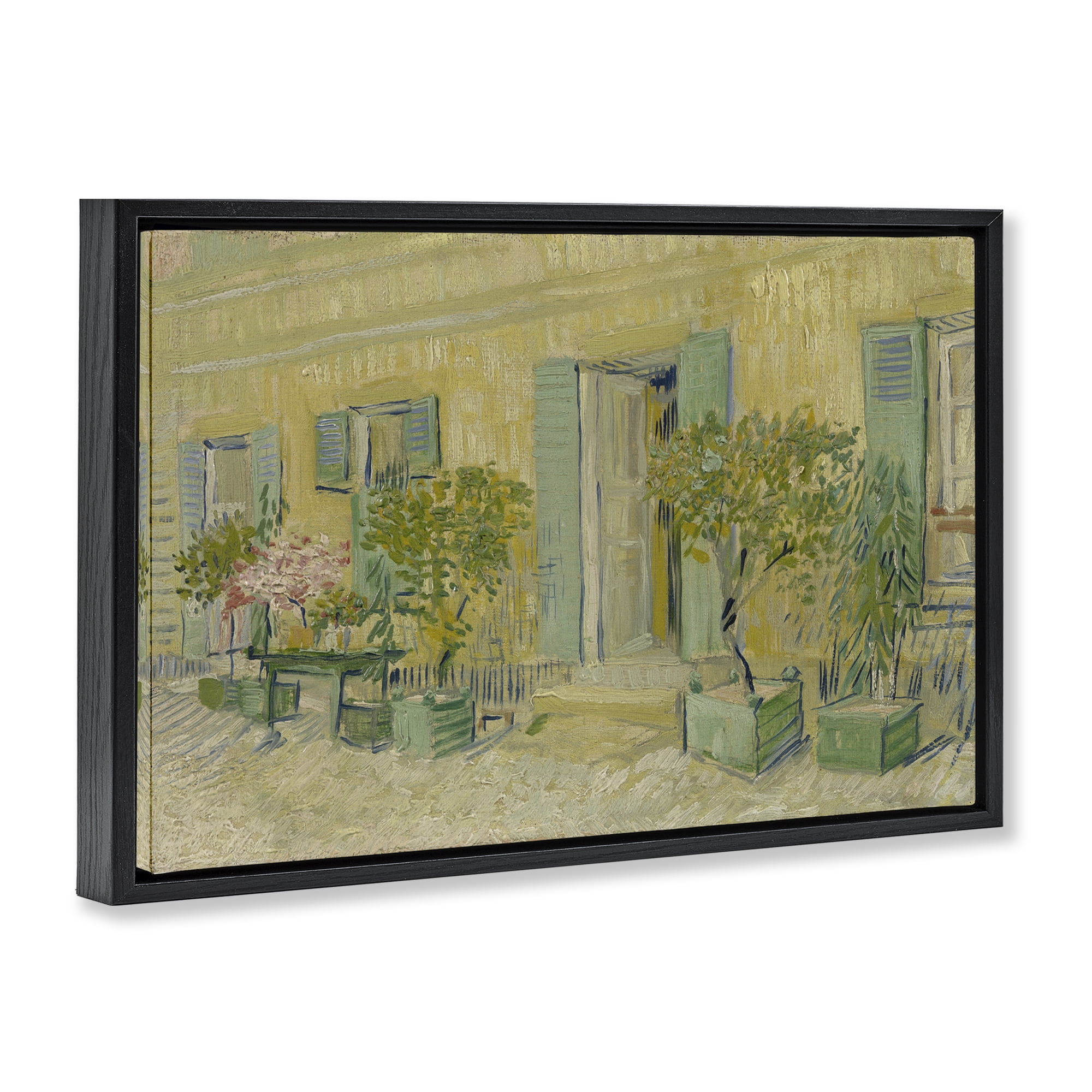 Stupell Industries Van Gogh Classic Restaurant Buildings & Architecture Painting Black Floater Framed Canvas Art Print Wall Art, 25 x 17