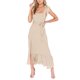 thumbnail image 4 of Sunloudy - Vestido informal para mujer, color sólido, doble lazo lateral, parte inferior con tirantes, abertura alta, dobladillo con volantes, vestido largo Sunloudy moda, 4 of 9