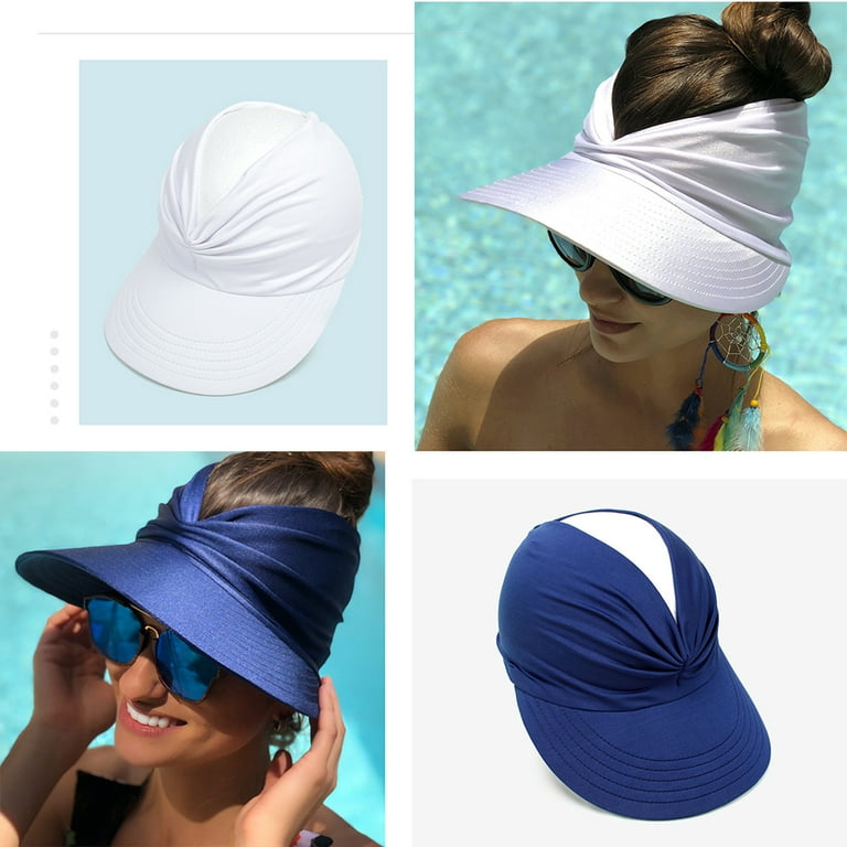 Elbourn Womens Sun Visor Hat Wide Brim Summer UPF 50+ UV Protection Beach  Sport Cap 1 Pack-Black 