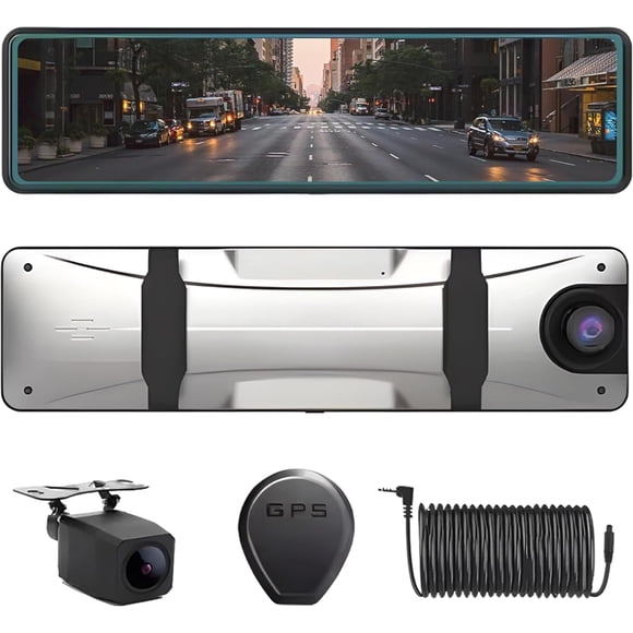 Dashcam para Auto 4K – Espejo Retrovisor con Cámara Frontal y Trasera de 12”, Pantalla Táctil, Visión Nocturna, Grabación en Bucle y Cámara de Reversa | Mastery Brand