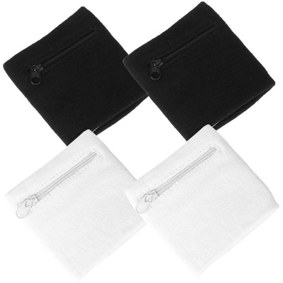 4pcs Sports Wristbands with Zipper Pocket for Running, Cycling, Fitness - Secure and Key Storage Bands