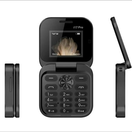 i17 Mini Flip Phone Black Foldable Flip Mobile Phone Unlocked Flip Phone 2G Flip Mini Smartphone World Smallest Phone Mini Cell Phone