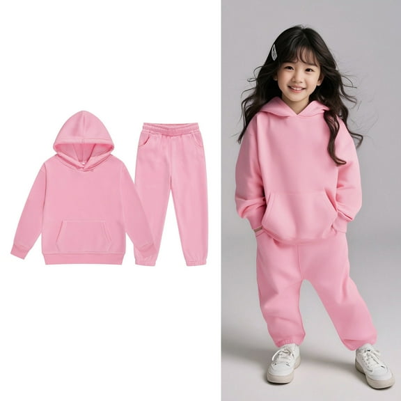 Kids Tracksuit Athletic Sweatsuits Sets,2 Piece Long Sleeve Pink Hoodie Sweatshirt Sweatpants Winter Clothes Girl Clothes Size 4-5 Years