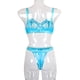 thumbnail image 3 of Encaje sexy conjunto de ropa interior sujetador ropa interior regalo para mujer, azul verde, L 2 piezas seitruly XX000054-37, 3 of 7