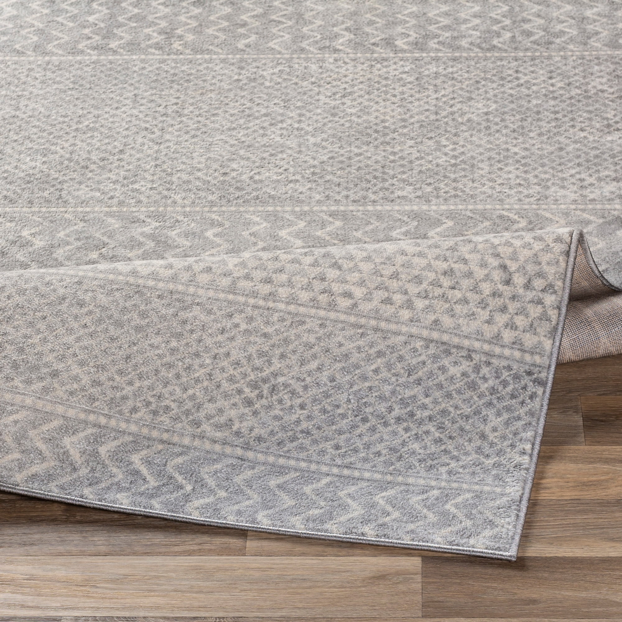 Livabliss Area Rugs for Living Room, 9ft Round Monaco Global Gray Round Rug, Bedroom Dining Room Home Decor Stain Resistant Carpet (7'10" x 7'10")