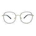 thumbnail image 1 of Womens Optical Quality Metal Rim Large Round Blue Light Flitering Computer Glasses Gold Black, 1 of 4