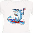thumbnail image 4 of Inktastic Fourth of July Shark Surfing Boys or Girls Long Sleeve Baby Bodysuit, 4 of 5