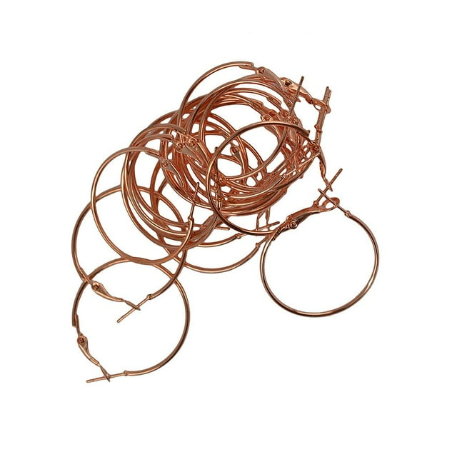 segolike 20 Pcs Boucles d'Oreilles à Anneau Rond 30 mm à Levier pour Fabrication, Or Rose