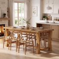 thumbnail image 5 of Finmind 62.99-Inch Solid Wood Dining Table for 4-6, Farmhouse Kitchen Table, 5 of 9