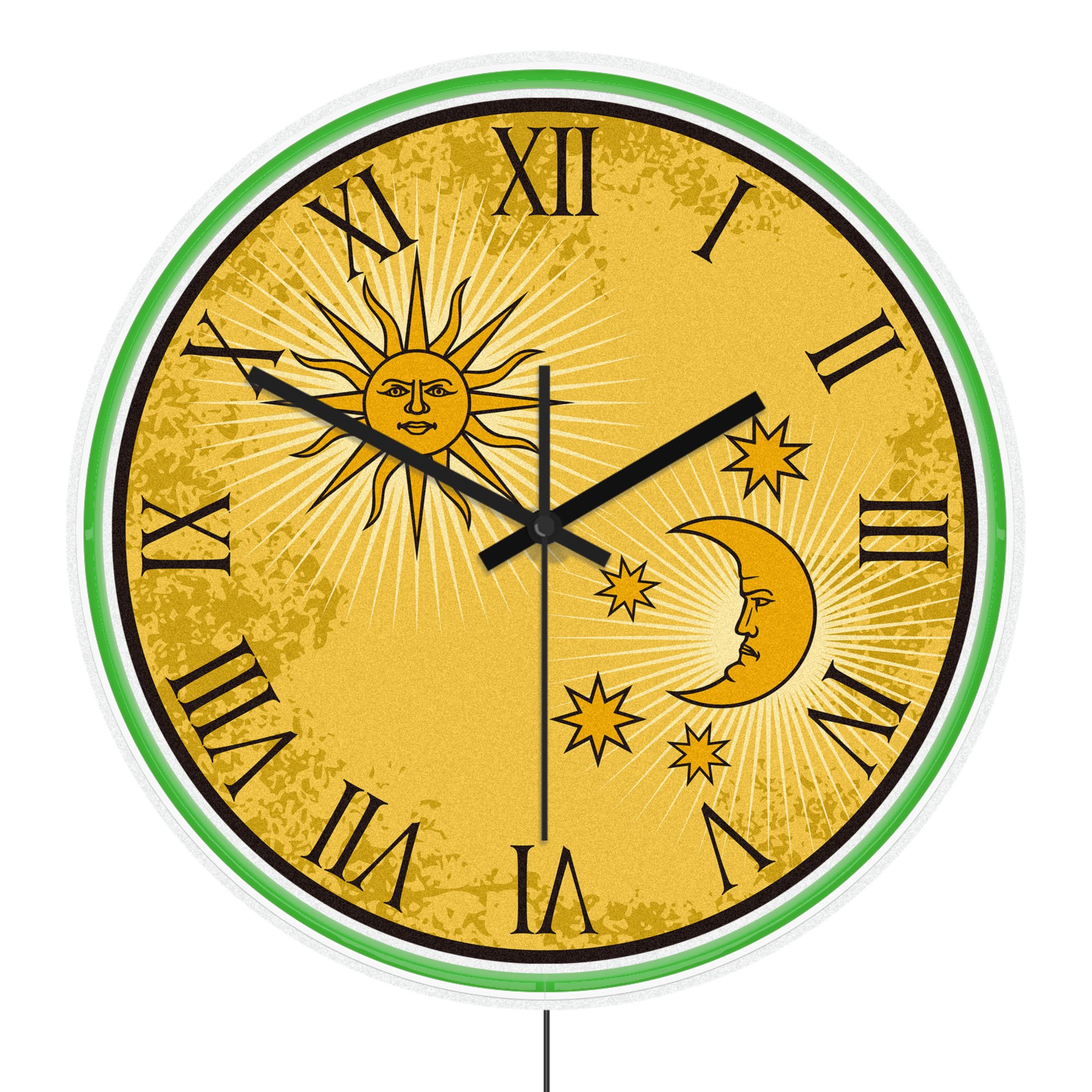Vintage Celestial Sun Moon Star LED Night Light Wall Clock Antique Astrology Solar Lunar Home Decor