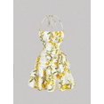 thumbnail image 2 of Multicolor 2 Lemon Print Ruffle Halter Dress With Tie Waist And Tiered, 2 of 29