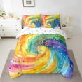 thumbnail image 2 of Erosebridal Rainbow Watercolor Bedding Twin Size, Abstract Spiral Swirl Comforter Sets with Sheets, Splash Polka Dots Duvet Set, Lightweight Room Decor, Reversible 7-Piece, 2 of 5