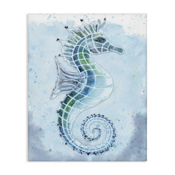 Stupell Industries Stained Glass Seahorse Nautical & Beach Painting Wrapped Canvas Art Print Wall Art, 16 x 20