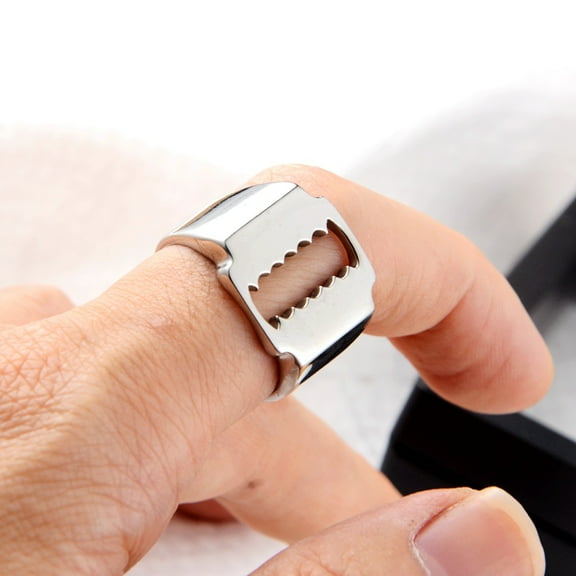 14K White Gold Blade Ring Geometric Stacking Ring Filigree Style Birthday Party Jewelry Mens and Women Band Ring