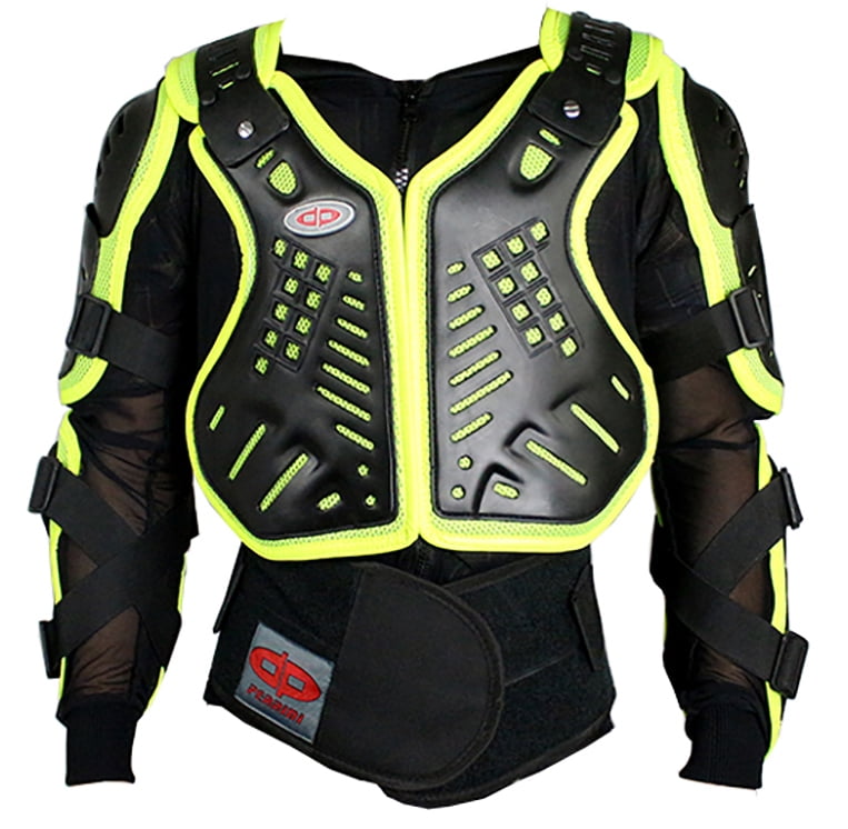 Perrini Green CE Approved Full Body Armor Motorcycle Jacket Night