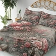 thumbnail image 3 of Ambesonne Leopard Print Fitted & Top Sheet Set with Shams, Medieval Rose Garden, Pale Pink Laurel Green, 3 of 5