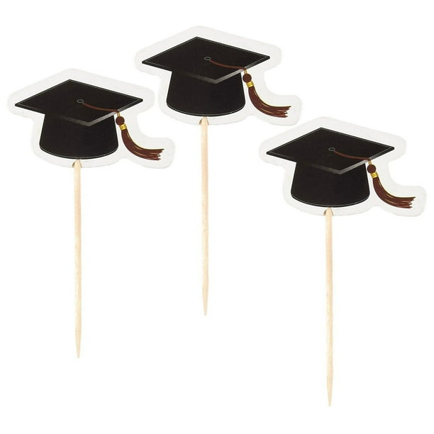 200PCS Graduation Cap Cupcake Toppers Cocktail Picks for ...