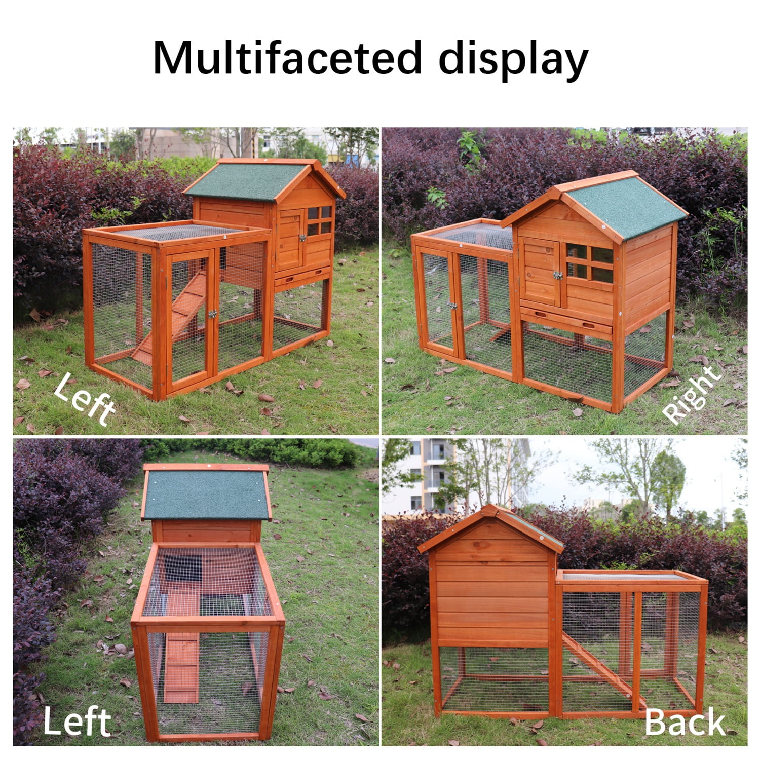 Pefilos 48" Outdoor Waterproof Rabbit Hutch, Wooden Guinea Pig Pet Cages in Natural Pefilos 48" Outdoor Waterproof Rabbit Hutch, Wooden Guinea Pig Pet Cages in Natural