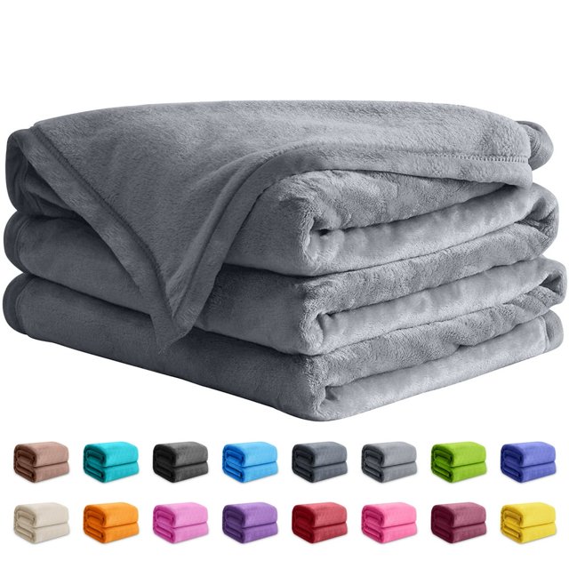 HAOAN Throw Twin Size Gray Blankets & Throws for Couch/Beds Fuzzy and Cozy 60x80 inches