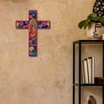 thumbnail image 2 of Mexican Crucifix Wood Cross Wall Decor, Day Of The Dead Decoration Wooden Wall Mounted Cross For Home Church Dia De Muertos, 2 of 7
