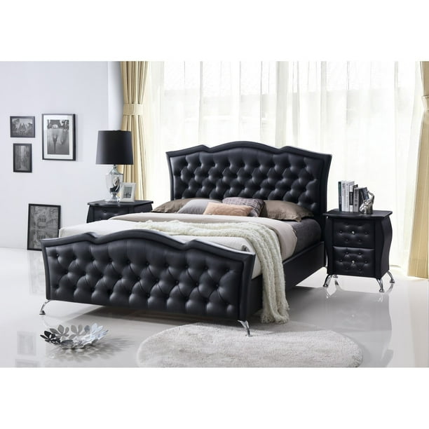 Royal Blue Tufted Classic Velvet Queen Platform Bed with a 65-in Tall