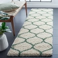 thumbnail image 2 of SAFAVIEH Hudson Arline Plush Geometric Shag Runner Rug, Ivory/Green, 2'3" x 8', 2 of 8