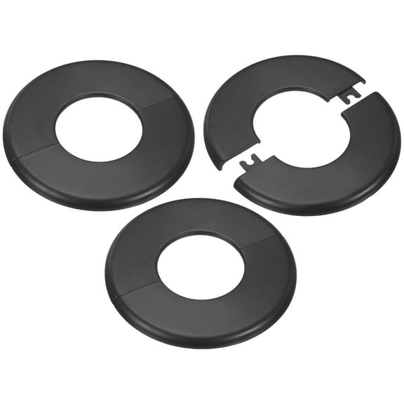 Uxcell 3-Pack Wall Split Flange, ABS Round Self-Adhesive for 50 mm/1.97 in Dia Pipe[Black,6.5mm/0.26in H]