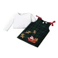 thumbnail image 1 of Girl‘s Two-Piece Suit Long Sleeve Tops  Embroidered Elk Pattern Plaid Overall Skirt, 1 of 7