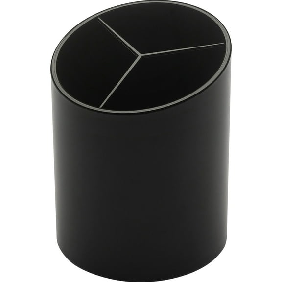 Business Source, BSN32355, Large 3-Compartment Plastic Pencil Cup, 1 Each, Black