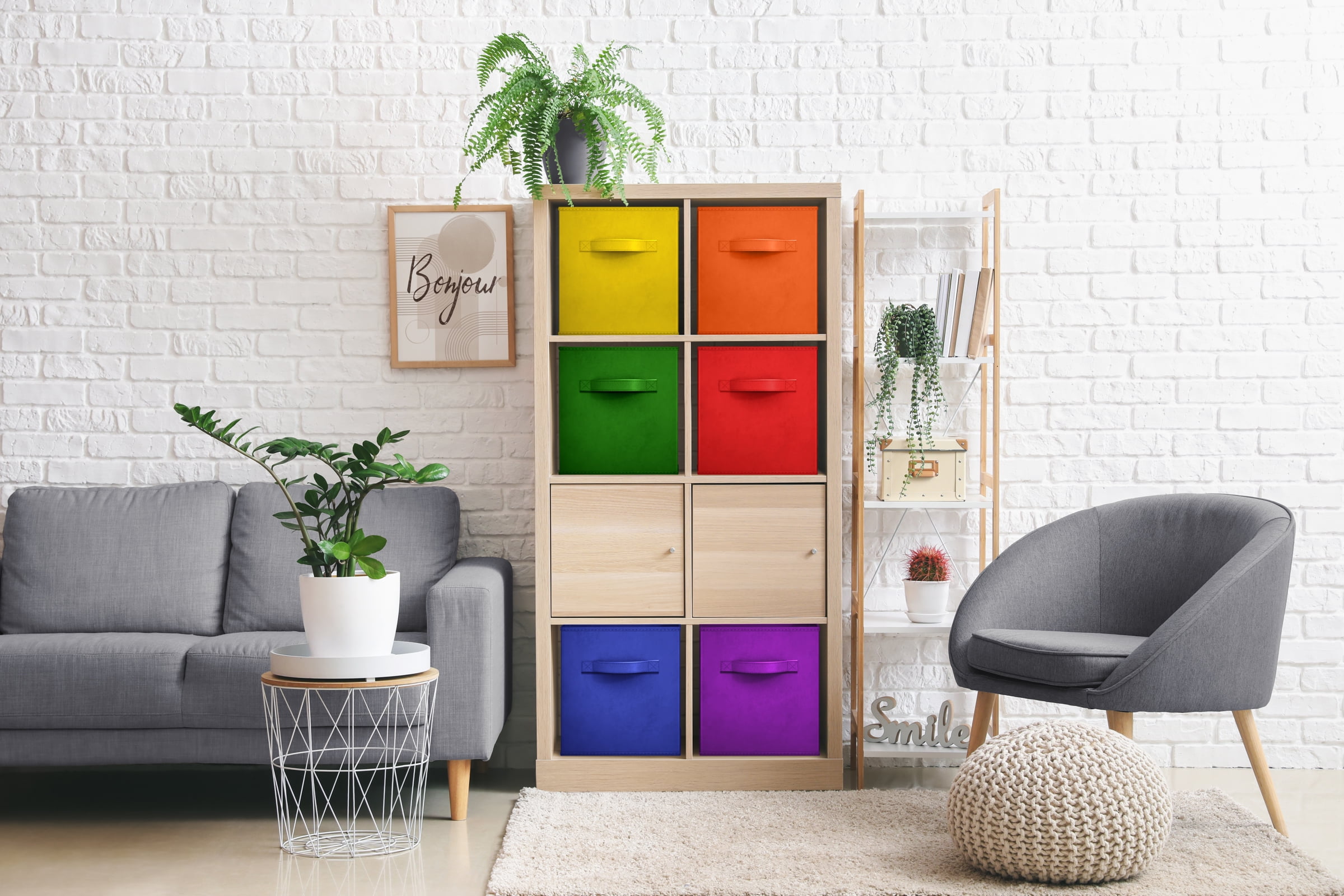 Sorbus 6 Pack 11" Foldable Storage Bins Closet Organizer with Handles for Toddlers, Kids, and Adults