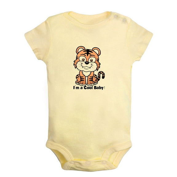 Baby Unisex I'm a Cool Baby Funny Rompers Newborn Baby Bodysuits Infant Jumpsuits Kids Cotton Animal Tiger Graphic One-Piece Outfits