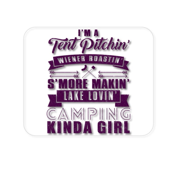 DistinctInk Mouse Pad - 1/4" Foam Rubber - Tent Pitchin Weiner Roastin S'More Camping Girl