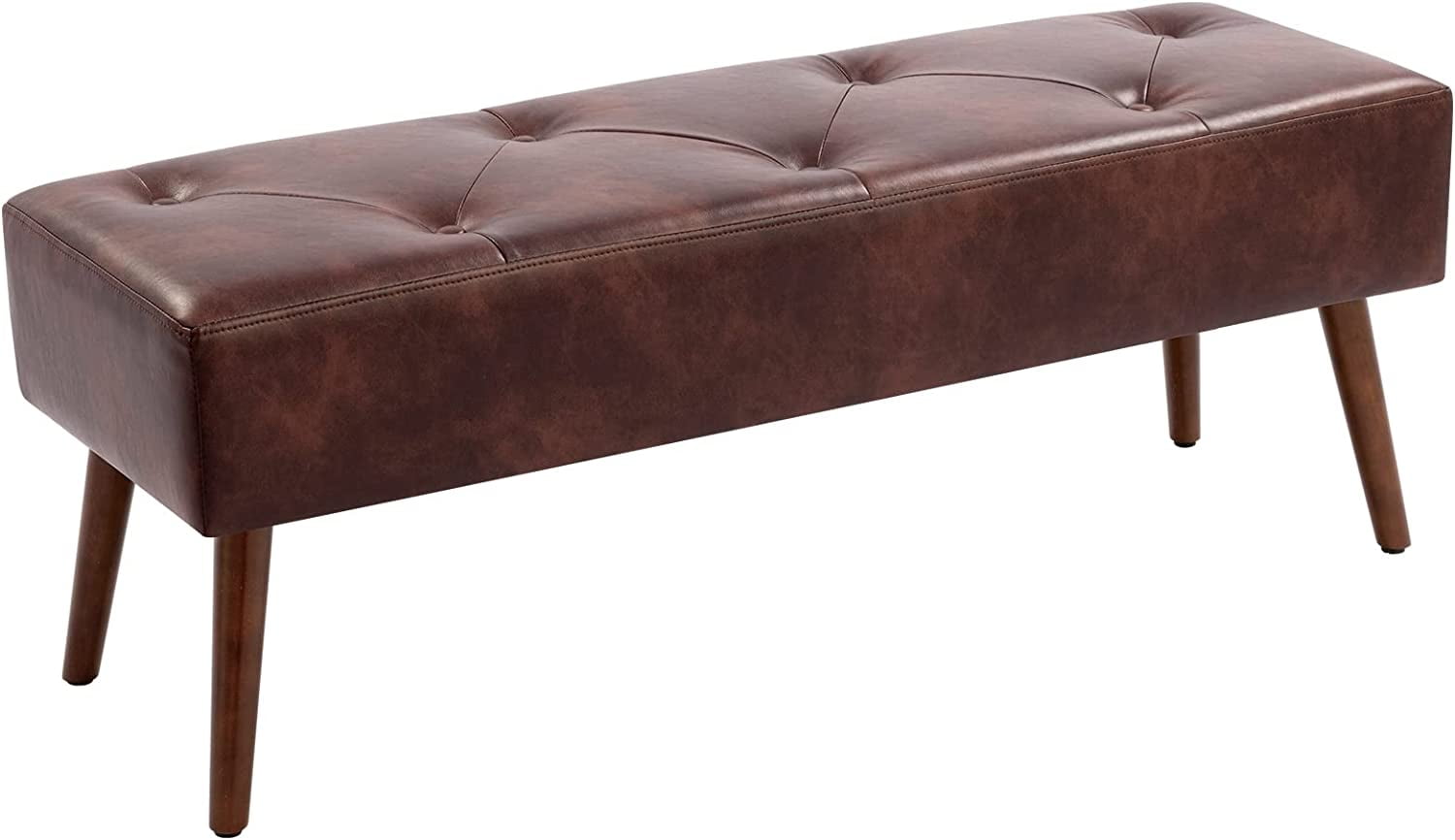 Faux Leather Bench Ottoman, Tufted Button Bedroom Benches Footrest