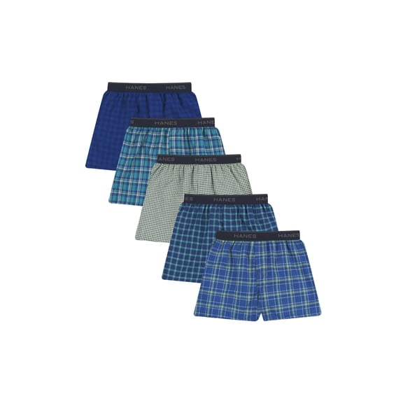 Hanes Boys Underwear, 5 Pack Woven Boxers, Sizes S-XL