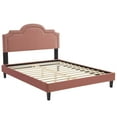thumbnail image 3 of Platform Bed Frame, Rivet Nailhead, King Size, Pink, Velvet, Mid Century Bedroom, Modern Contemporary Boutique HB35475, 3 of 12